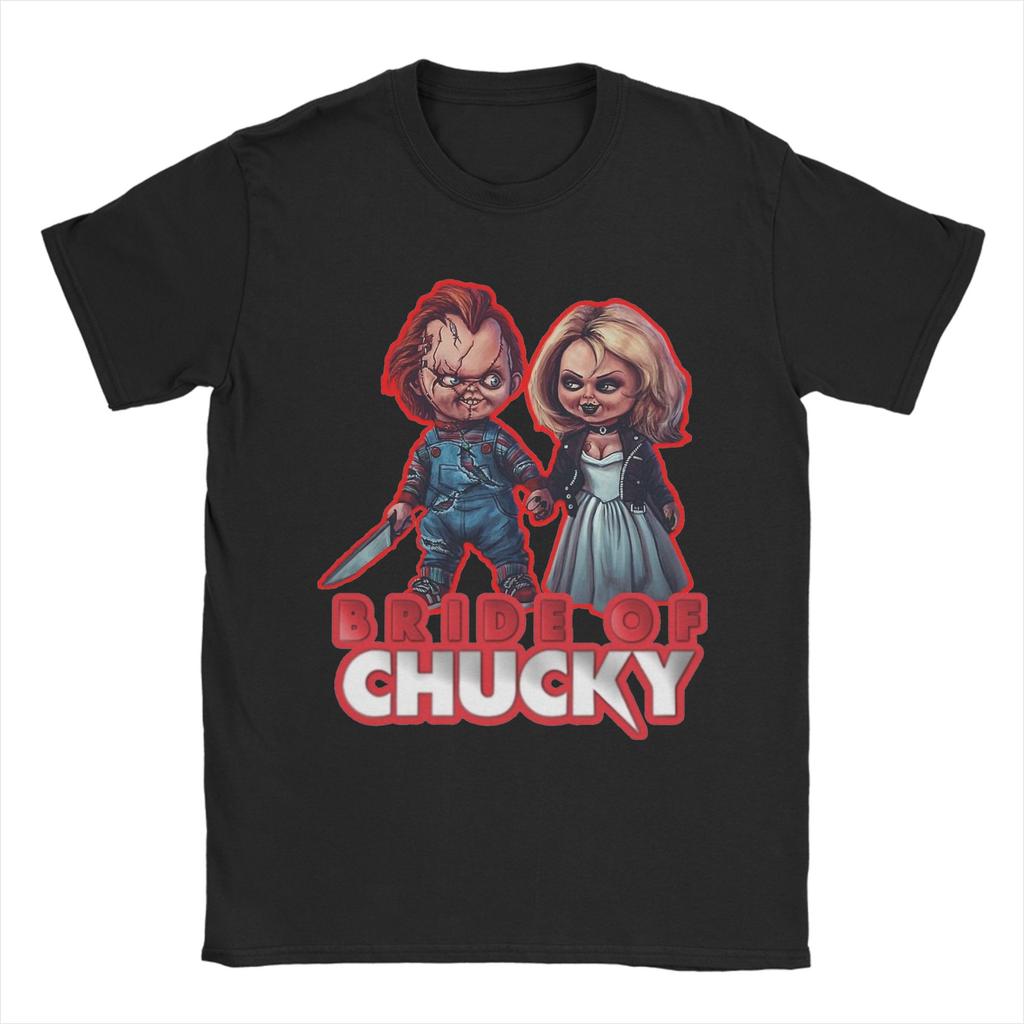 Friends Till the End Tshirt Men's 100%Cotton Tops Shirts Ullzang 80s Scary Horror Good Guy Chuckys Round Neck Short Sleeve