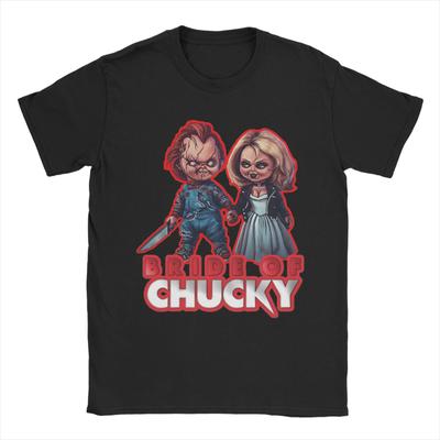 Ullzang Chuckys Horror Doll T-Shirt Men Round Neck Short Sleeve Tops Bride of Chuckys Cotton Summer Top Tee