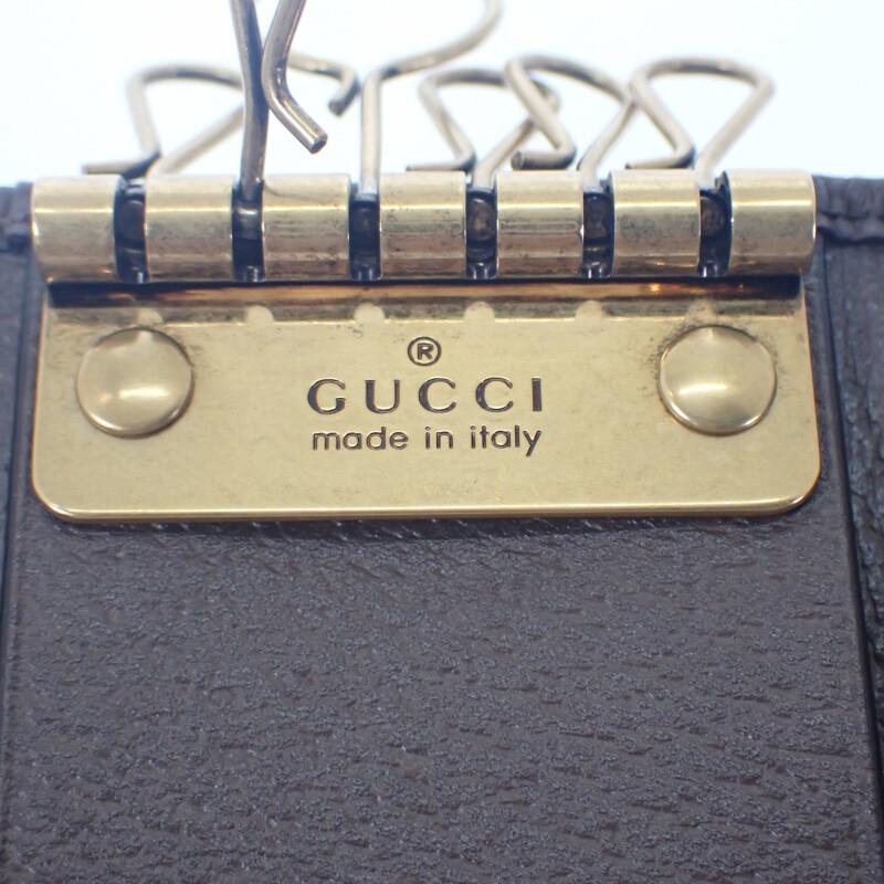 GUCCI  603732 96IWT 8745 Key holder  Brown/Red GG Supreme Canvas Women