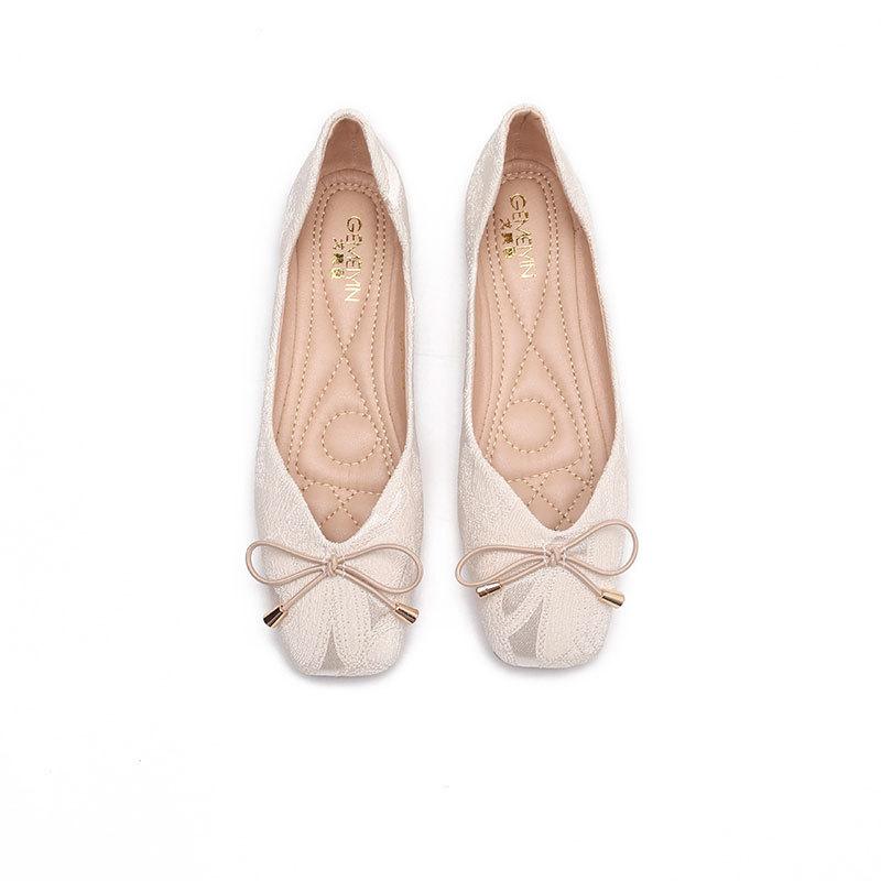 Fashion New Spring Flats Shoes Women's Bow Flat Shoes Women 2024 New Square Toe Shallow Brand Shoe Slip on Loafer Zapatos De Mujer