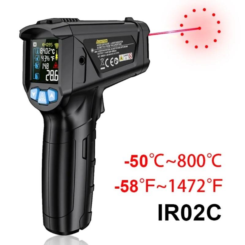 Digital Infrared Thermometer Pyrometer Double Laser High Temperature Meter Gun IR02 Outdoor Food Kitchen Thermometers Heat Meter