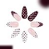 24Pcs Medium Almond Press On Nails Glossy Red French Tip White Polka Dot Fake Nails for Women Fall Winter