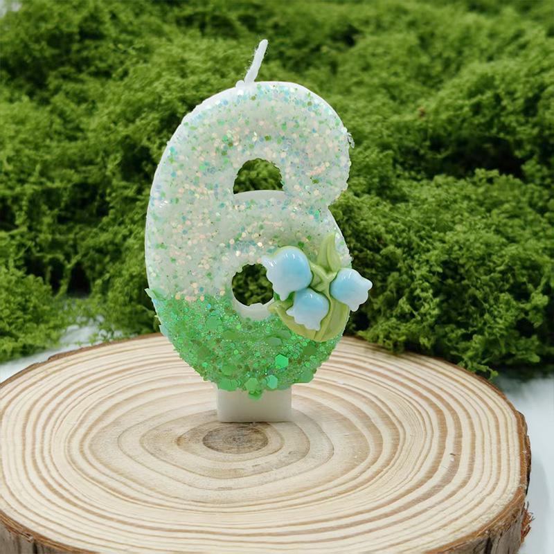 Lily of The Valley Flower Multi-Specification Creative Digital Candle Handmade Cake Decoration Premium Party Children's Year-old Candle