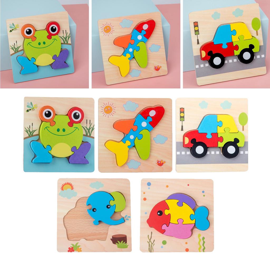 Toddler Baby Wooden Jigsaw Puzzles for Toddlers Kids Early Education Toys, Shape Color Recognition