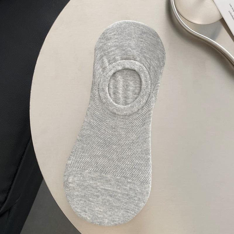 

Носки мужские невидимые носки сетчатые дышащие короткие носки с хлопковой подошвой и нескользящими силиконовыми носками One Size светло-серый