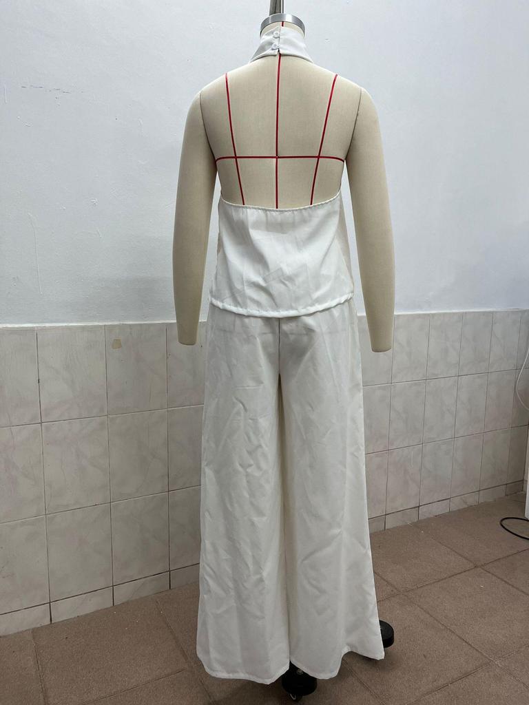 2026 Summer European & American Casual Sleeveless Top and High-Waisted Wide-Leg Pants Set for Women