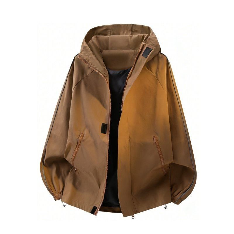 Dongjie No Logo Flus New Unisex Waterproof Loose Jacket Men s Reflective Strip Large Size Men s Workwear Jacket Brown XL