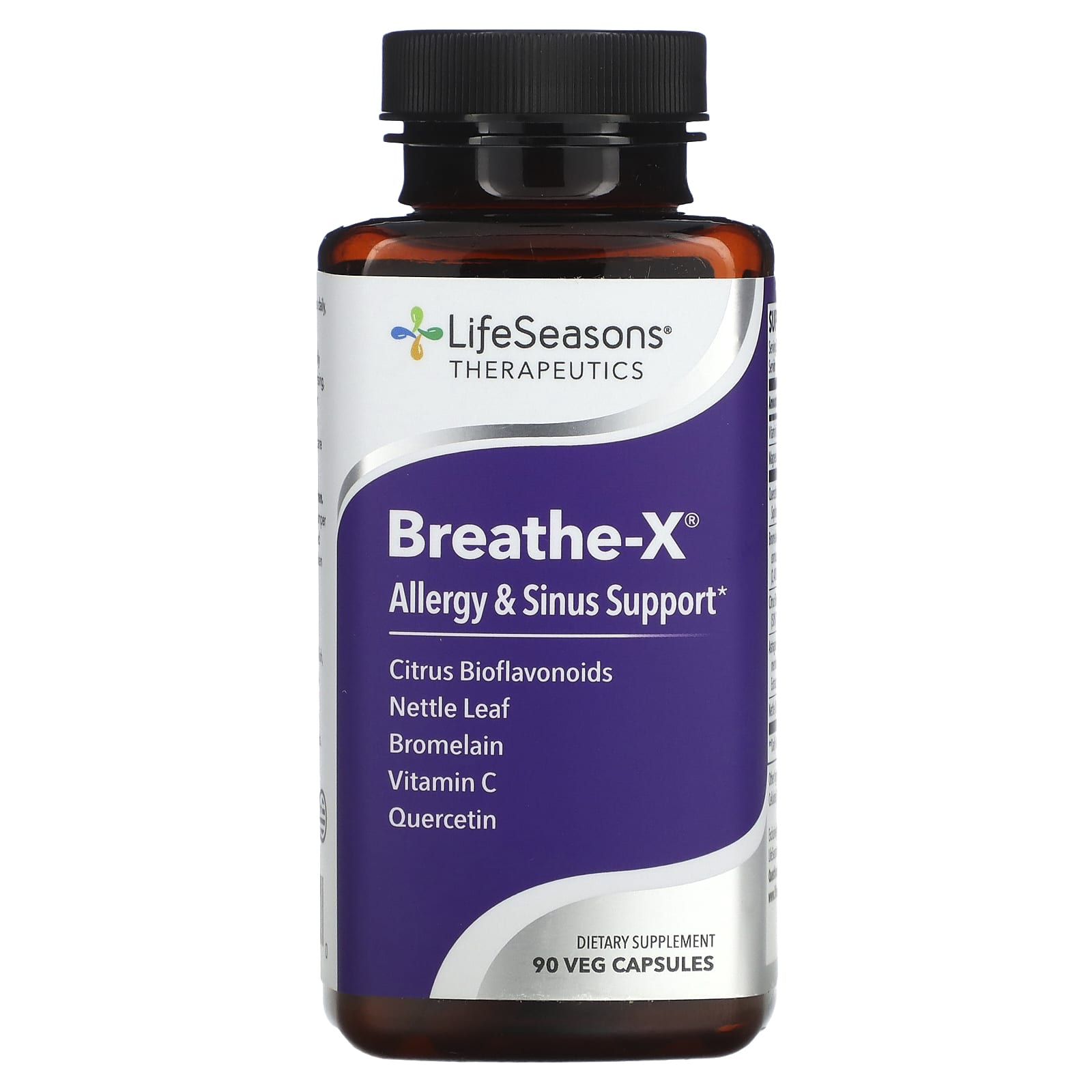 

LifeSeasons, Breathe-X Підтримка при алергії та носових пазух, 90 вегетаріанських капсул