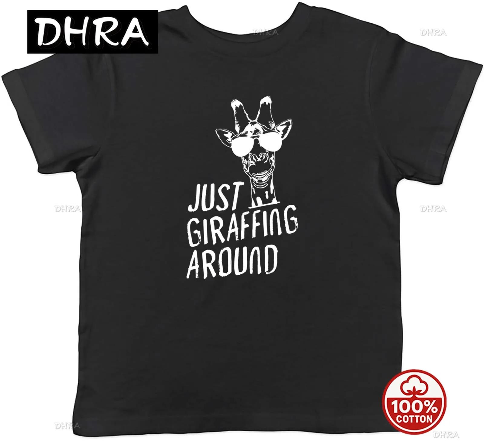 

Just Giraffing Around Giraffe Animal Childrens Kids TShirt Boys Girls Gift with Casual Top Graphic Tee Boho Y2K Urban Shirt S