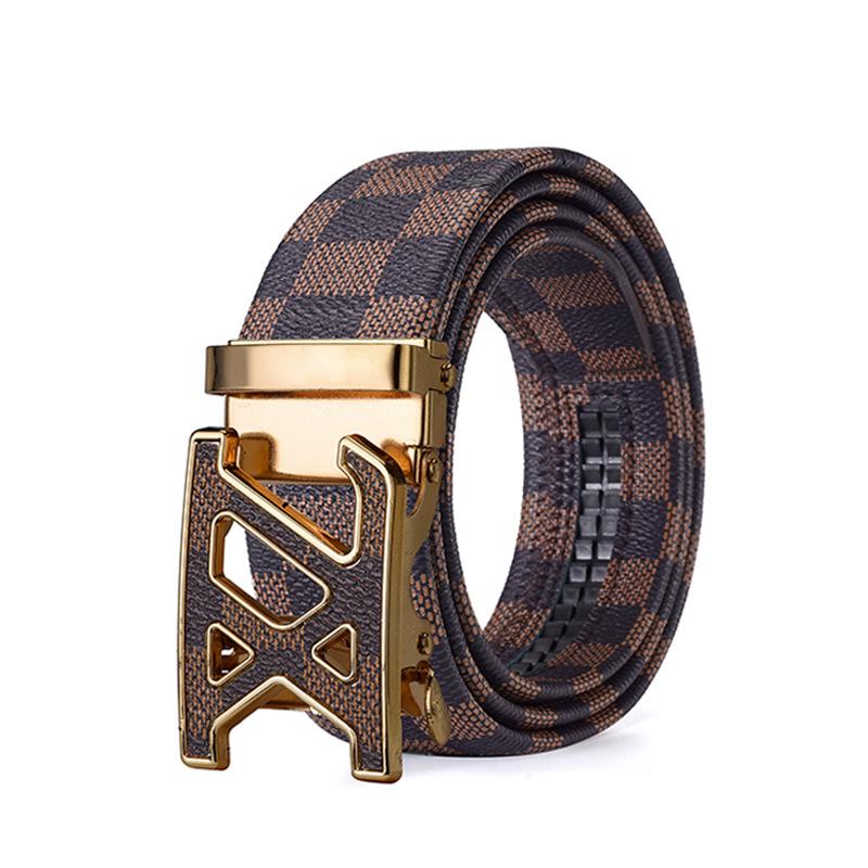 Herren Business Casual Ledergürtel mit automatischer Buchstabenschnalle