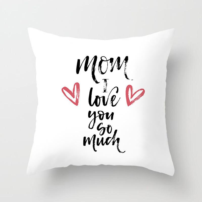 New Mother's Day Text Love Pillow Cover Peach Skin Polyester Print Pillow Cushion Cover