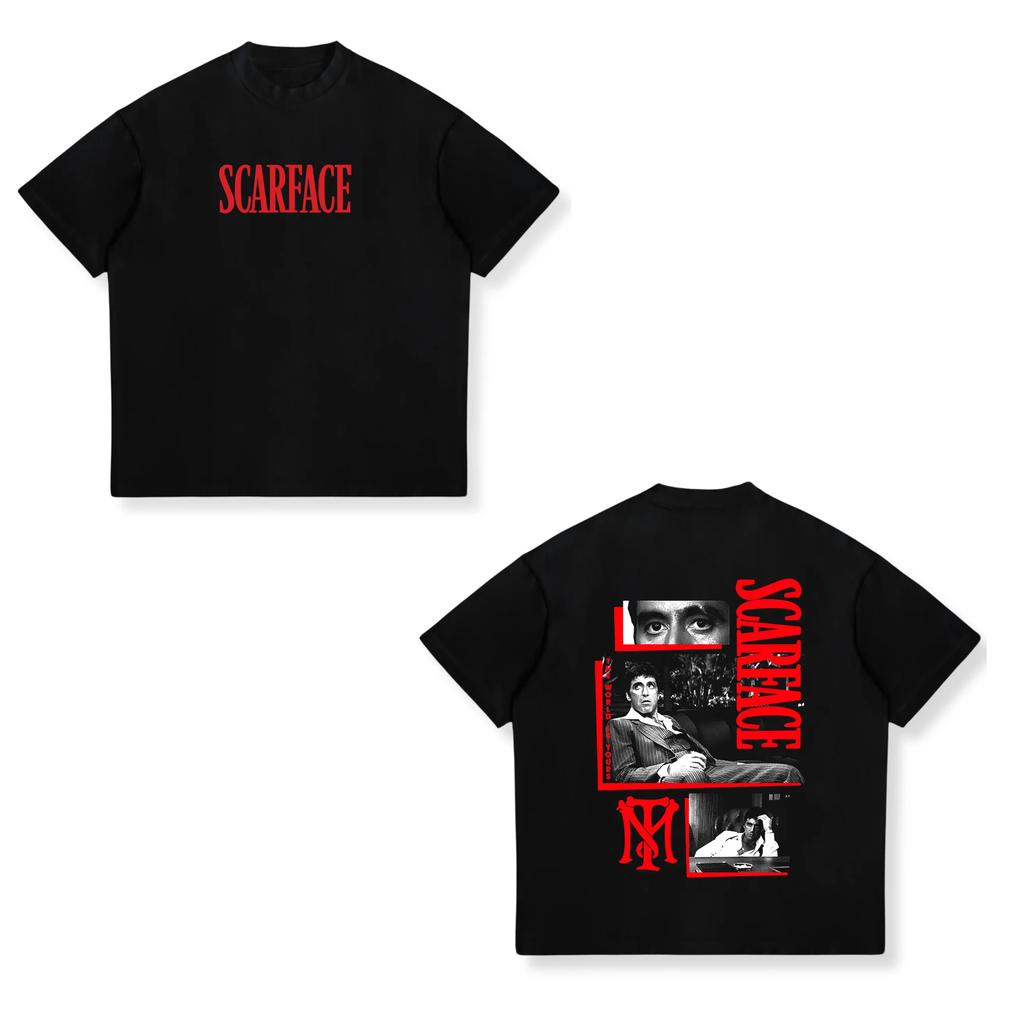 2025 Summer Scarface Al Pacino Movie Joint European and American Trend Loose Unisexs and Womens TShirts Classic Movie EleUnisexts