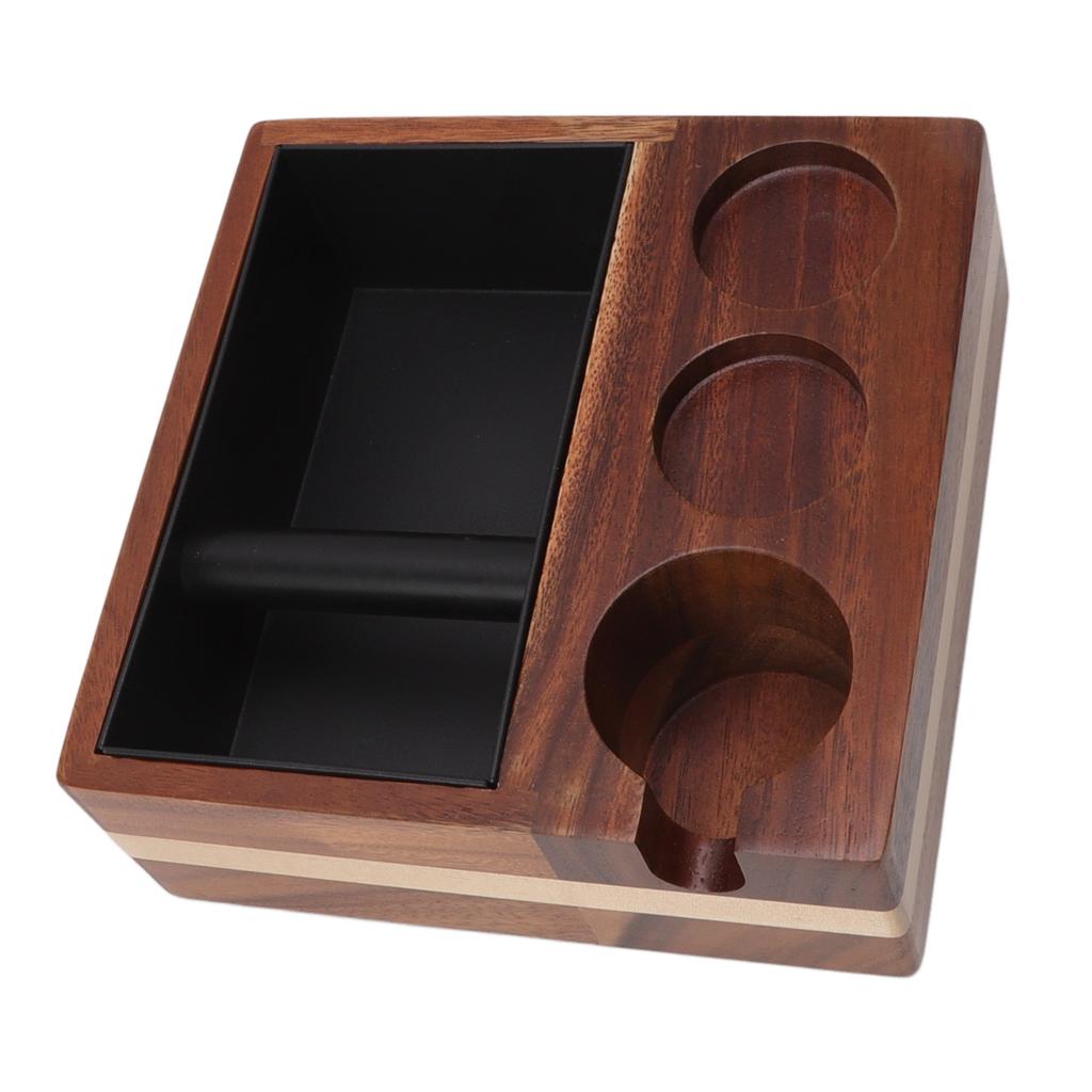 4 In 1 Wooden Coffee Knock Box Wood Coffee Grounds Container Box for Kitchen Canteen Western