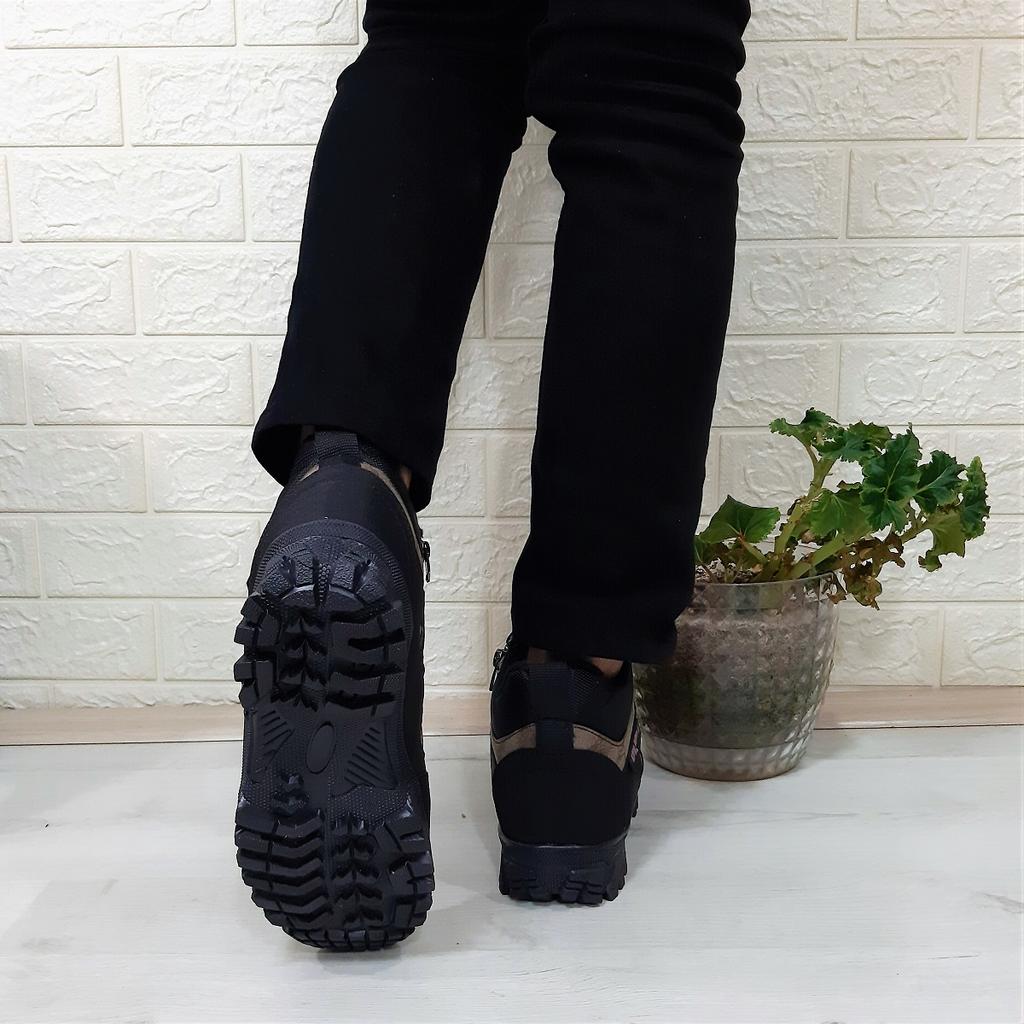 Himmelblau-Braun 0050 rutschfeste Herrenstiefel mit Reißverschluss und Schnürung