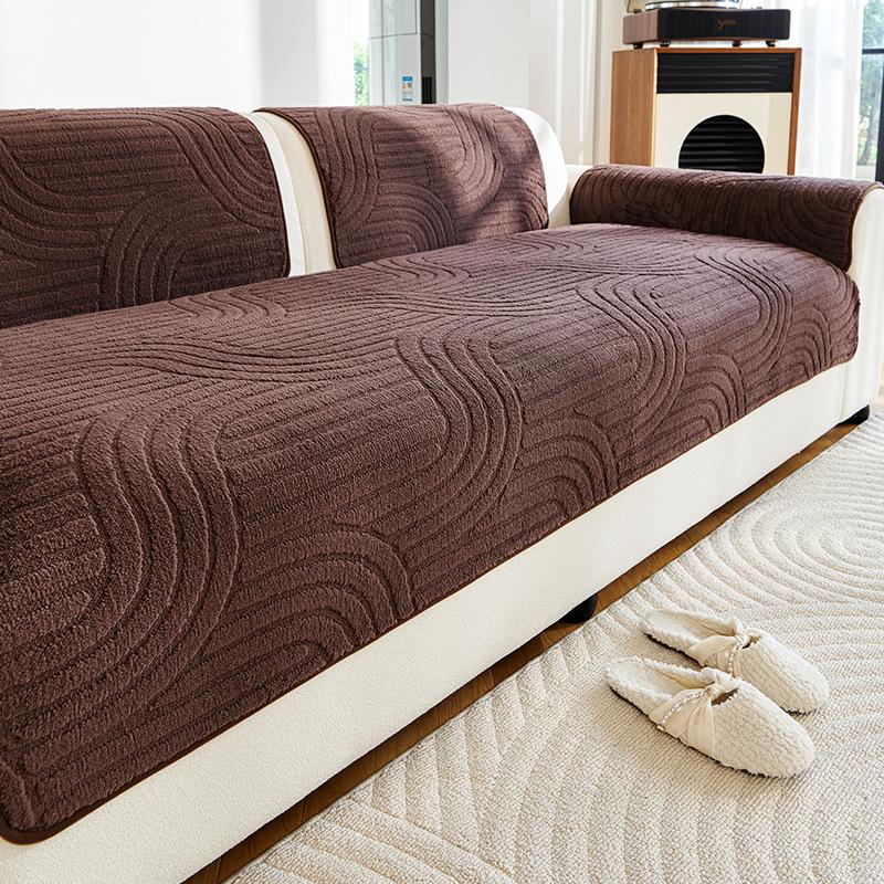 

Thickened plush sofa cushion autumn and winter new 2025 straight row one-piece high-grade non-slip seat cushion sub-cover cloth towel 70*70cm
