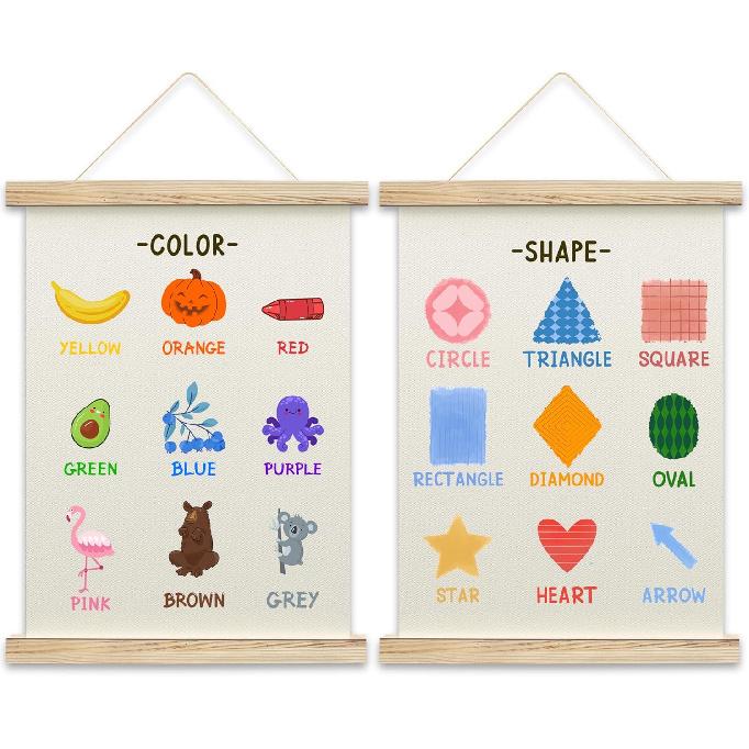 QUDNCR Alphabet Chart And Number Poster Hanger Frame, Educational Wall Art For Classroom Homeschool, Learning Posters For Kids Toddlers, Nursery