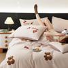 Class A 100% Cotton Brushed 4-Piece Autumn/Winter Bedding Set: Thickened Duvet Cover, Bed Sheet, Fitted Sheet, Cartoon Design