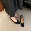 2025 new round head suede bow light mouth foot cover versatile thin commuter soft sole foot cover women's single shoes