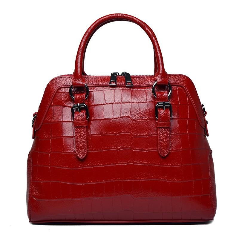 Genuine Leather Women's Bag Single Shoulder Crossbody Handbag Fashion Shell Bag Crocodile Cowhide Large Bag for Women
