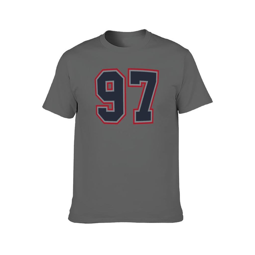 97 Marinegrau Rot Sportnummer Siebenundneunzig T-Shirt Männer Kleidung Grafik Kleidung für Männer