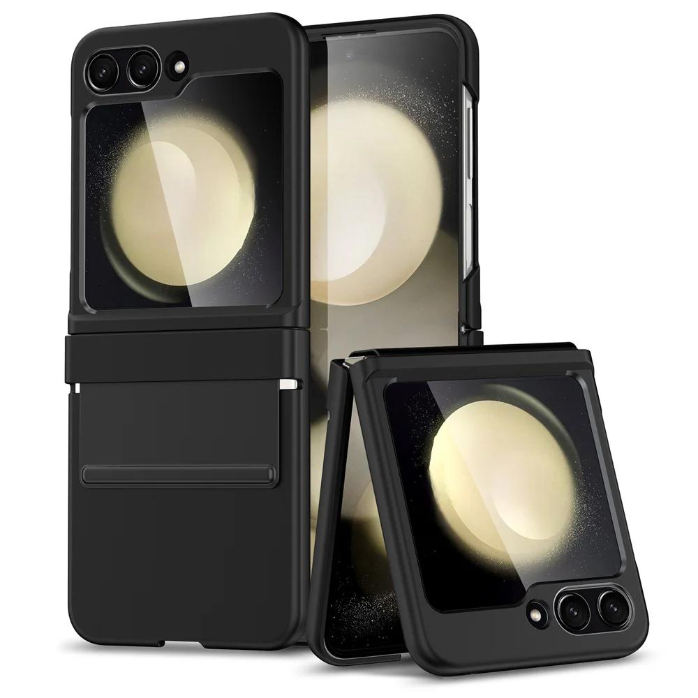 Luxury Skin Friendly Flip 5 6 Case for Samsung Galaxy Z Flip 5 3 4 6 Shockproof Hard Hinge Acrylic Slim ZFlip5 Flip3 Flip4 Cover