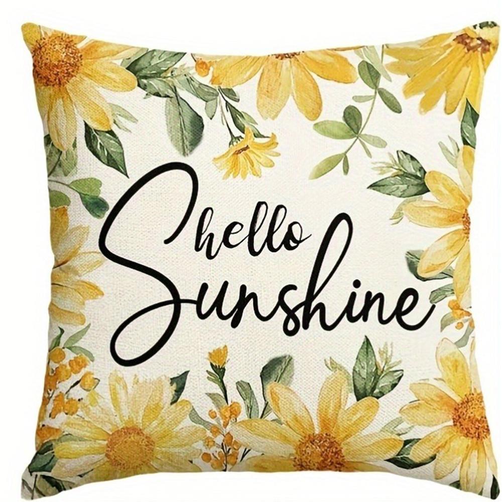 

Yellow Daisy Pillow Covers - “Hello Sunshine” Bright DecorLiving room sofa cushion cover, bedroom room decoration 16x16Inch
