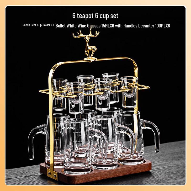 Handmade Glass Spirit Dispenser & Cup Set with Scale