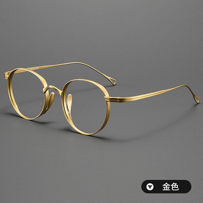 Pure Titanium Glasses Frames Retro Oval Gold Eyeglasses Women Men Spetacles