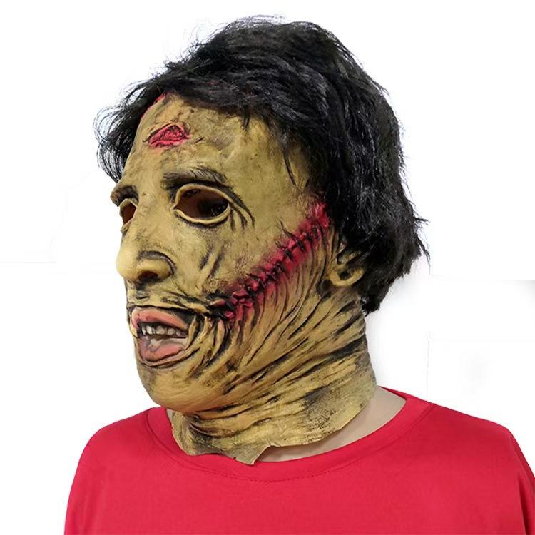 Halloween horror hoofddeksel Texas Chainsaw Massacre latex masker met haar, heren rekvisiet voor film en televisie