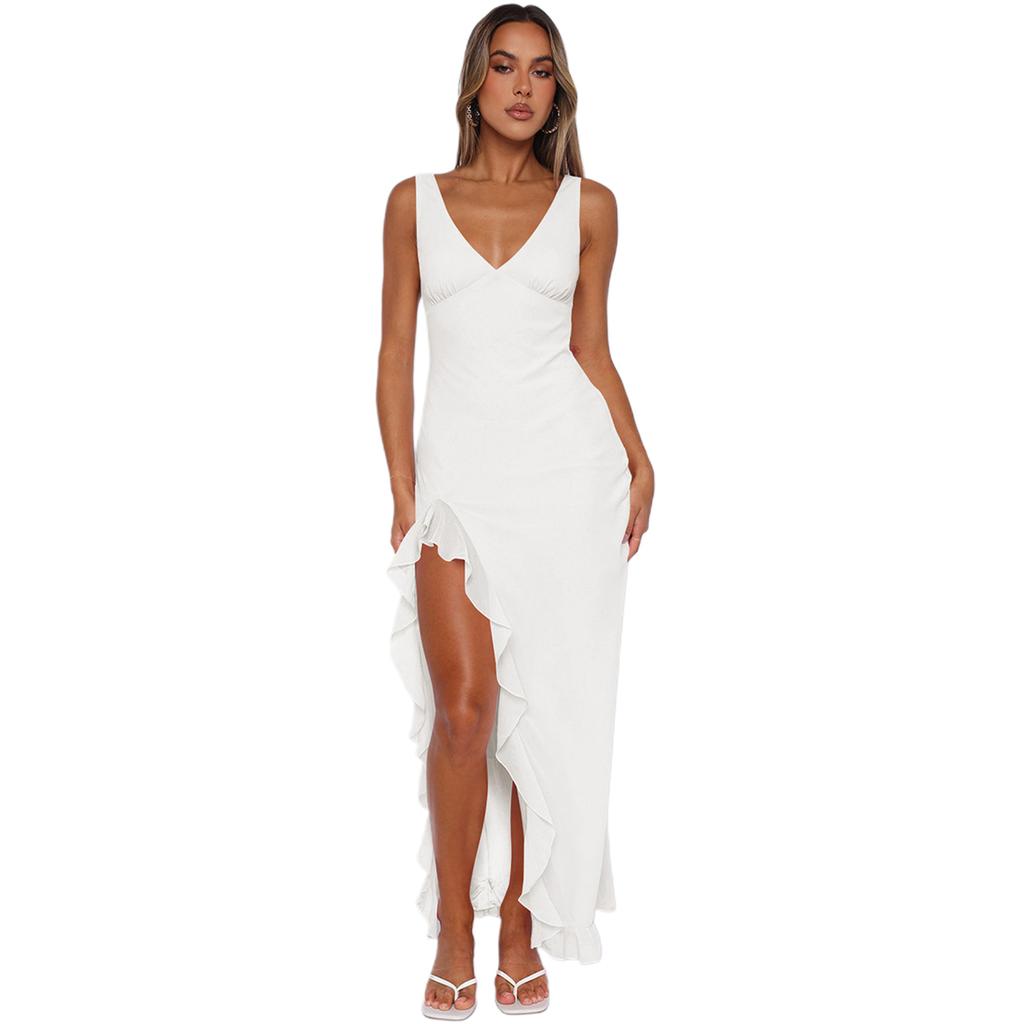 Women's Fashionable Casual Slit V-neck Dress