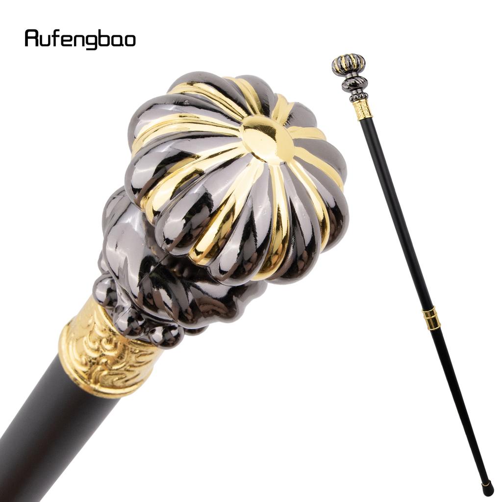 Golden Black Luxury Flower Handle Fashion Cosplay Walking Stick  Party Decorative Cane Elegant Crosier Knob Walking Stick 92cm