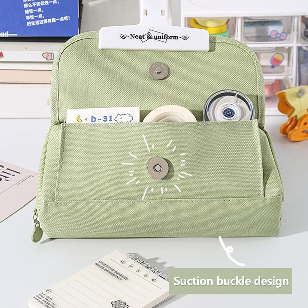 Large Capacity Stationery Storage Bag Multilayer Separation Canvas Pen Bag High-Level Simple For Student Office Stationery Bag