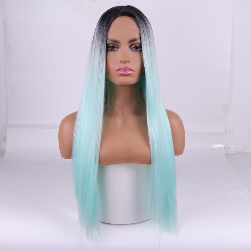 MISSQUEEN Peruci sintetice din față cu dantelă Ombre Brown Color Natural Wave Perucă de păr lungă și liberă pentru femei negre rezistente la căldură