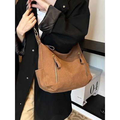 Damen Pendler Tragetaschen mit großem Fassungsvermögen High-End Mattierte Vintage Reisehandtaschen Damen Einfarbig Schulter Crossbody Tasche