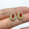 Sace Gems Earrings for Women 925 Sterling Silver 4*6MM Natural Ruby Stud Earrings Wedding Party Fine Jewelry