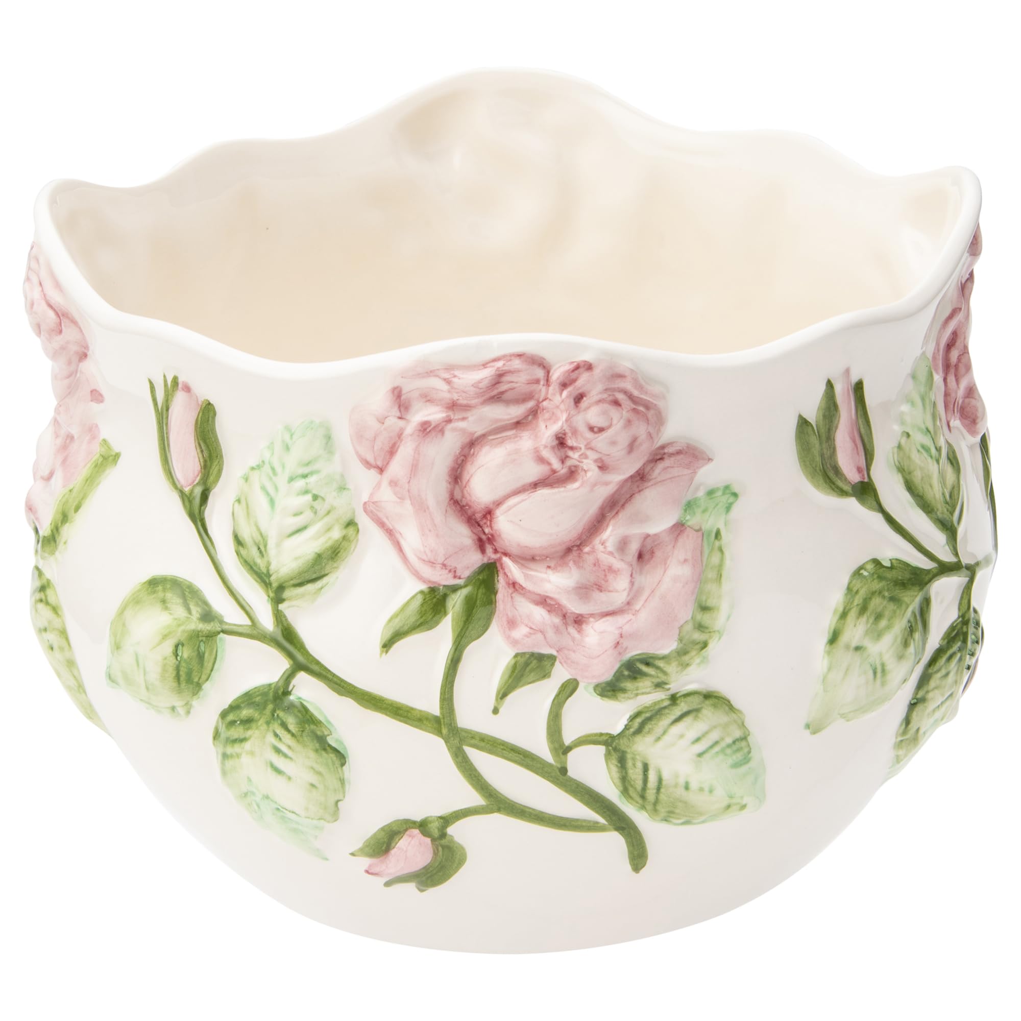 

Portuguese-made ceramic pink rose flower pot, 18cm, with drainage hole, suitable for direct planting, pan-h233p