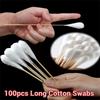 100pcs 7.87inch Long Cotton Swabs Eyes Cotton Swabs  for Eyes Ears Eyeshadow Removal