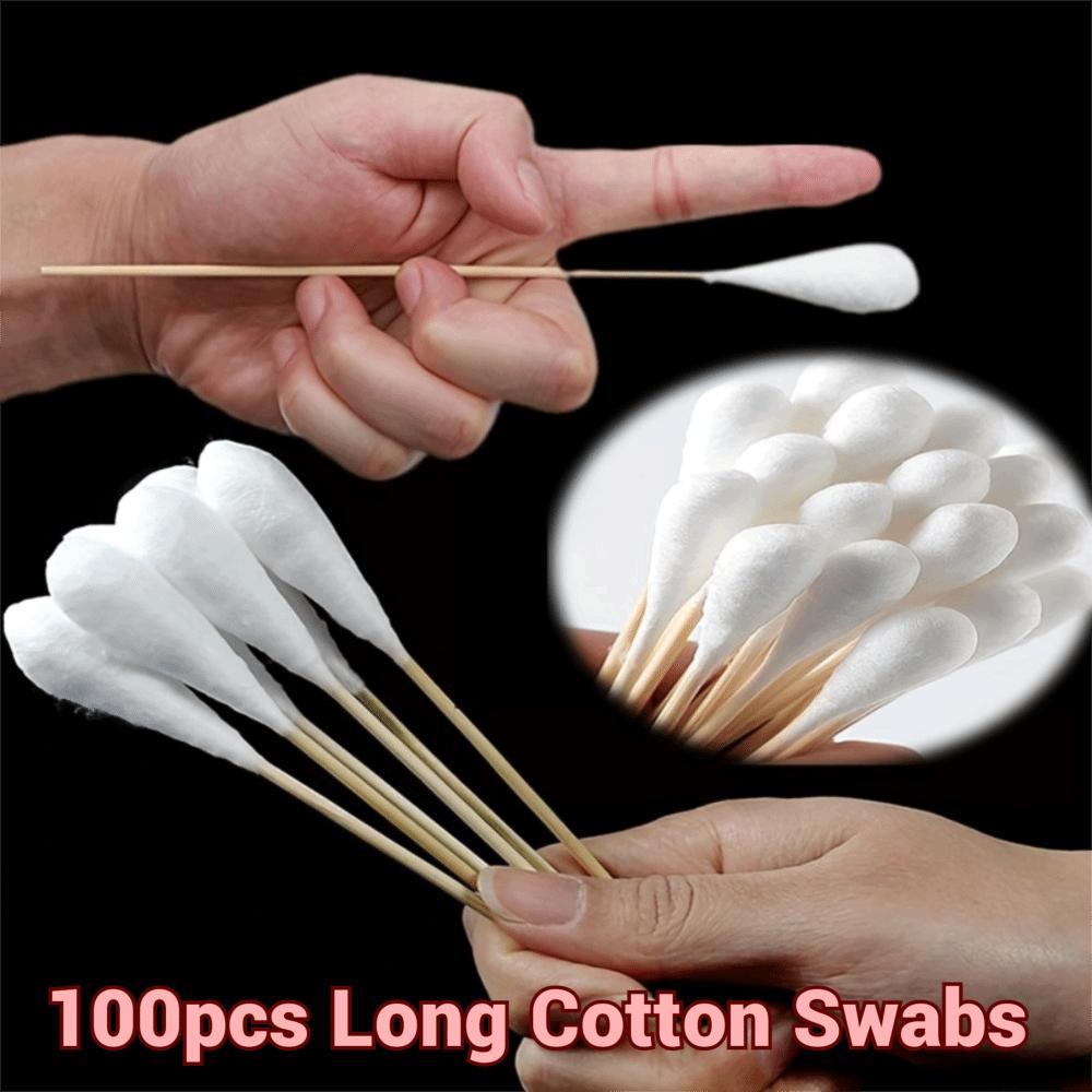 100pcs 7.87inch Long Cotton Swabs Eyes Cotton Swabs for Eyes Ears Eyeshadow Removal