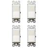 A25F-4Pcs US Standard 15A Single-Pole Rocker Light Switch, 125/277V White Wall Switch (On/Off) With Wall Plate