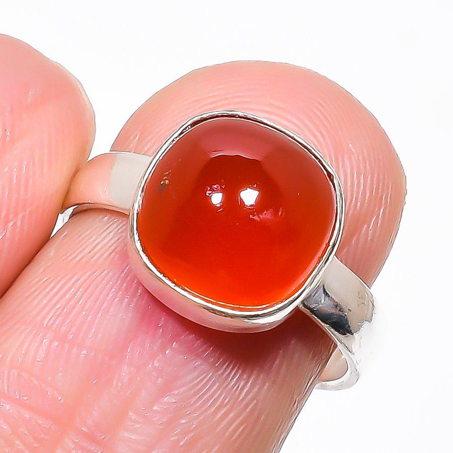 Carnelian Gemstone 925 Sterling Silver Jewelry Ring Size Adjustable KJ-378