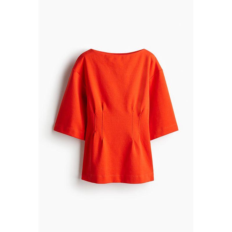 

HM Women T-shirt Fall 2025 New Arrival Minimalist Casual Waist Tight T-shirt 1274577