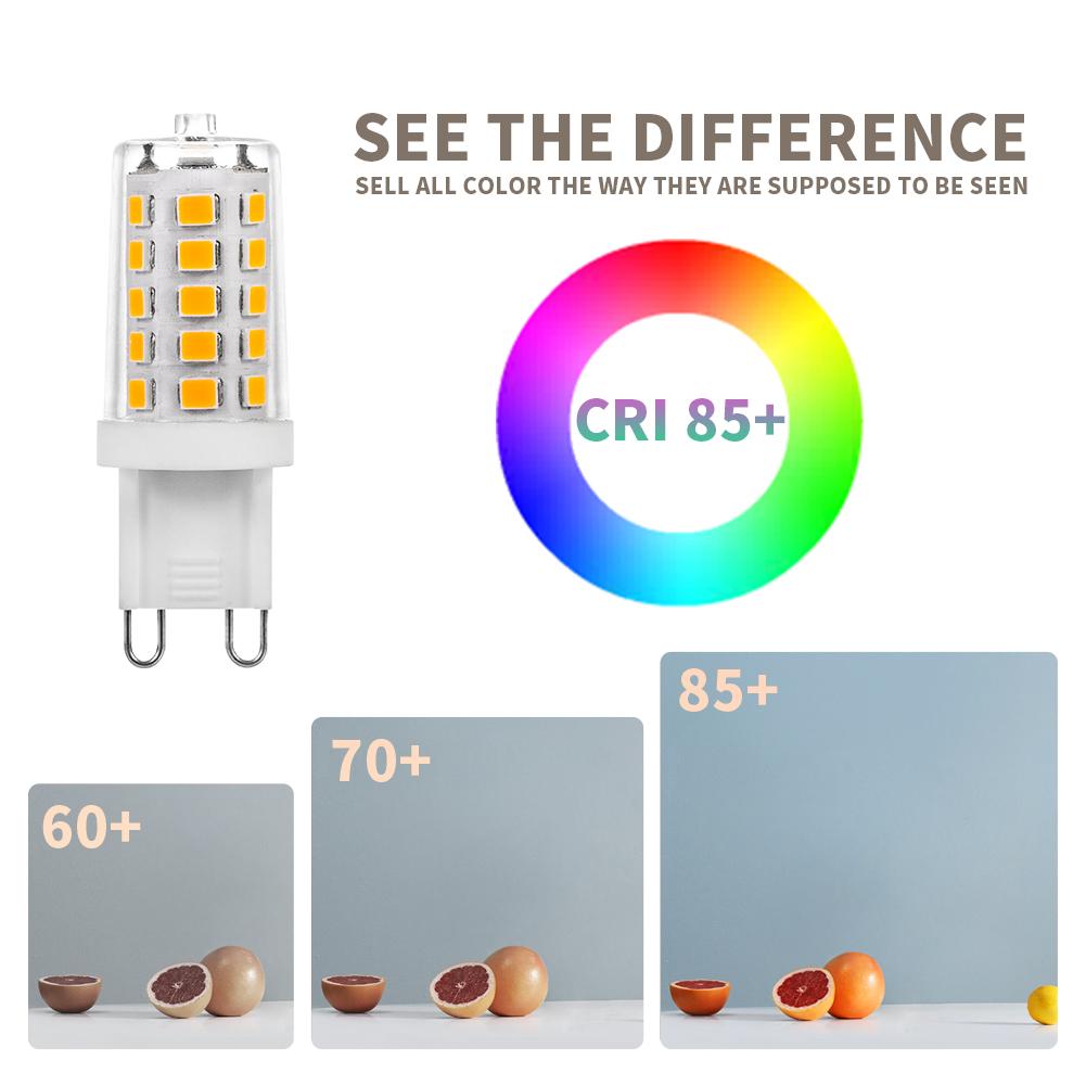 Lâmpada LED G9 AC220V dimerizável 5W, soquete de PC + cerâmica, sem cintilação, 32 LEDs SMD 2835 super brilhantes, para iluminação residencial e lustres, substitui lâmpadas halógenas de 50W.