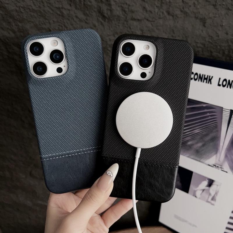 For iPhone 16 Pro Max 15 Pro 14 Plus 13 12 Shell Cover Luxury Splicing Leather Hard PC Shockproof Slim Phone Case