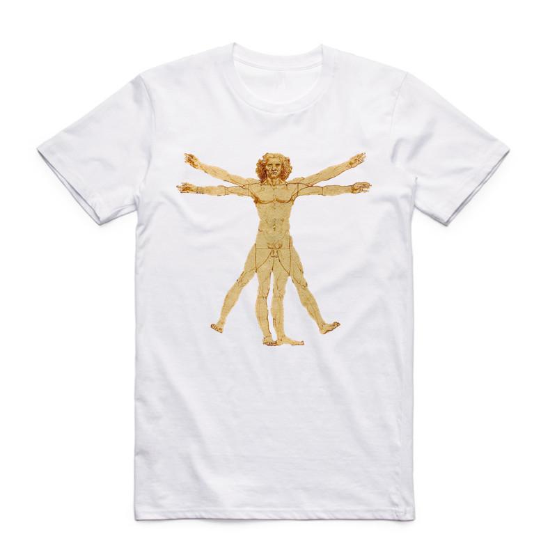 Moda Męska Lato 2019 Nadruk Da Vinci Rock Biały T-shirt Zabawny Cool Casual Krótki Rękaw Okrągły Dekolt Muzyka Gitara T-shirt