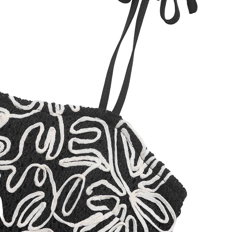 A Summer Sleeveless Casual Halter Dress with Floral Patchwork for Women