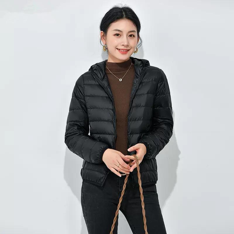 Winter light and thin casual hooded down jacket women's simple short fashion women