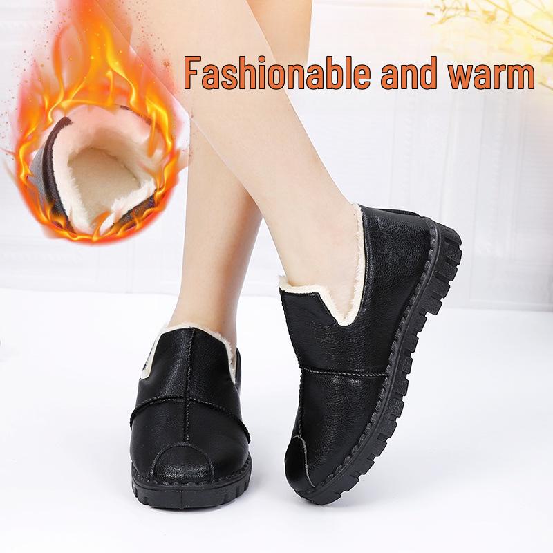 Buty zimowe Beijing Winter z antypoślizgową miękką podeszwą z bawełny dla osób w średnim wieku i starszych – ciepłe, grube, aksamitne buty śnieżne
