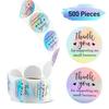 500pcs Colorful Rainbow Laser Thank You Purchase Stickers for Commercial Decoration
