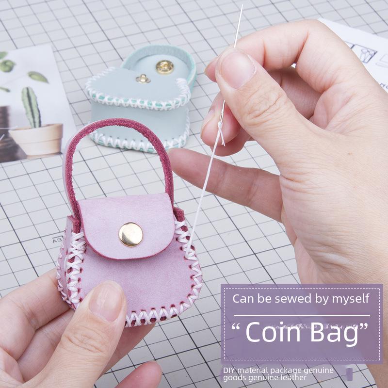 Portofel mini din piele naturală pentru monede și chei - Stil coreean casual, realizat manual