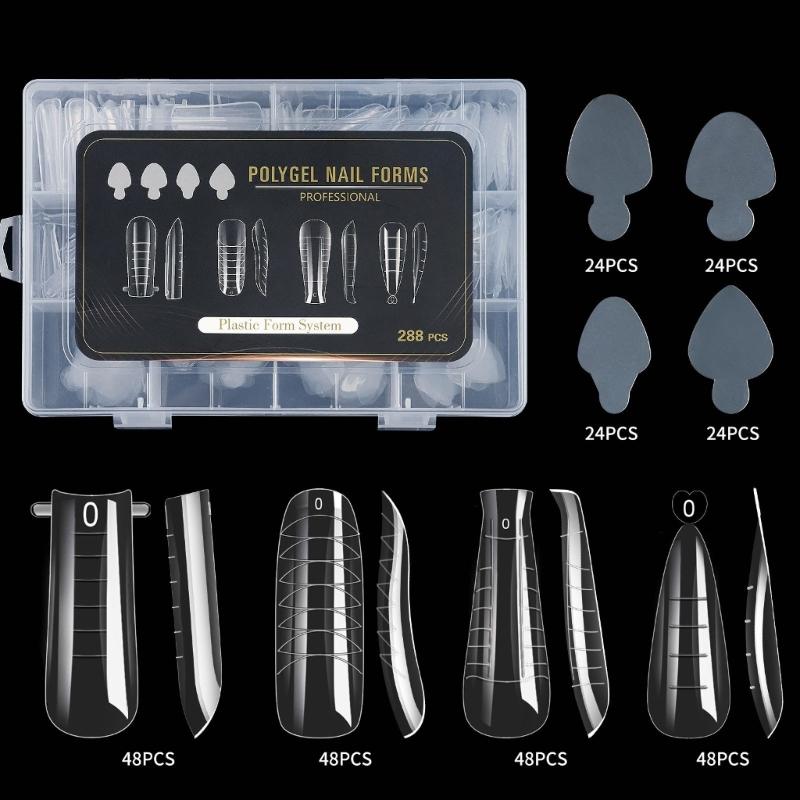 Duals Forms Acrylic Nail System UV Gel Nail Mold Full Cover Fasle Nail Tips Nail Form French Extension Tips Stickers